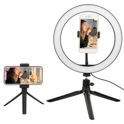 LED Ring Light Selfie Universal Smartphone Holder Remote Tripod Open Box New