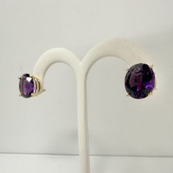 14k Amethyst Oval Earrings 