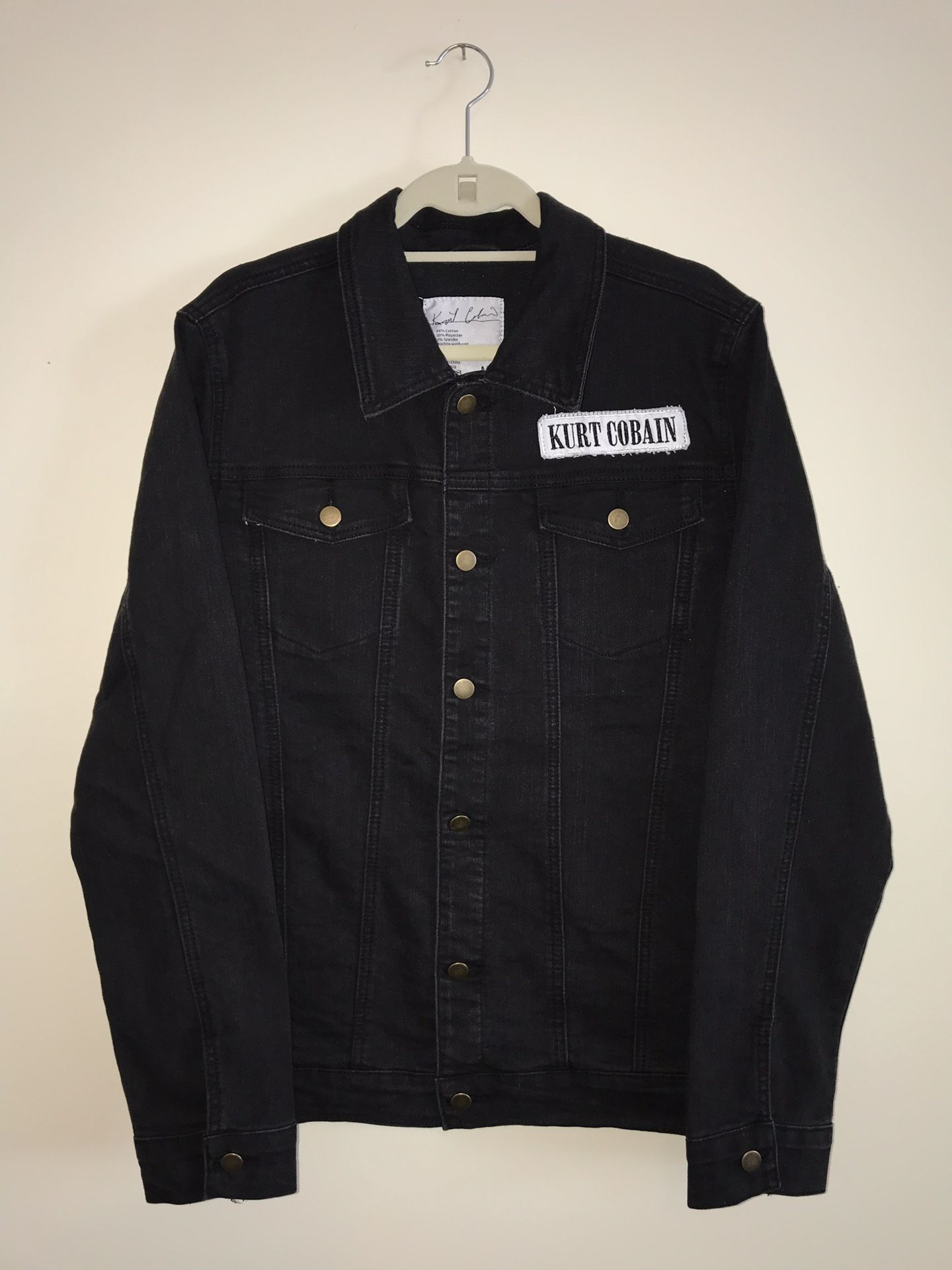Kurt Cobain Black Denim Jacket Size Medium Brand New
