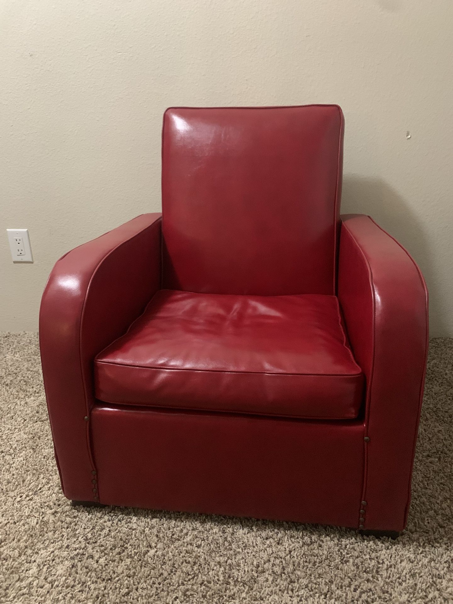 Antique MCM Red Leather Club Chair