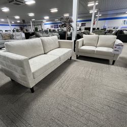 Brand New Contemporary Beige Sofa And Loveseat Set