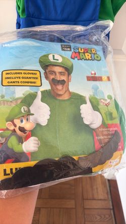 Super Mario Luigi Adult Costume with Gloves