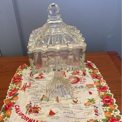 Vintage Covered Glass Candy Dish Great Details 