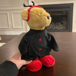 GANZ HERITAGE COLLECTION BROWN TEDDY BEAR PLUSH WEARING LADYBUG COSTUME PLUSH 12 