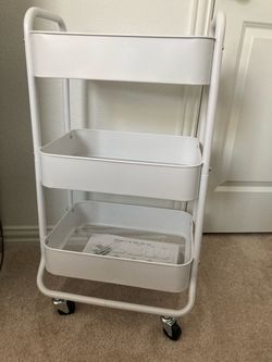 3-Tier Metal Rolling Utility Cart White