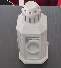 White Metal Tealight Candle Lantern
