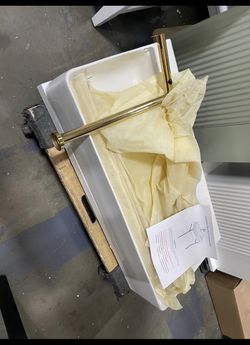 New 32x17 Inches Ceramic Console Sink White Basin Brushed Gold Legs