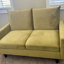 Modern Velvet Loveseat - Mustard Yellow - Great Condition
