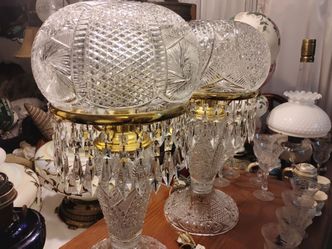 1 hr sale  Cut Crystal Table Lamps with Prisms $200 each take one or take both