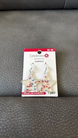 New Celebrate It Red Blue Clear Star Earrings