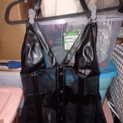 Patent Leather Lace Up Corset Black