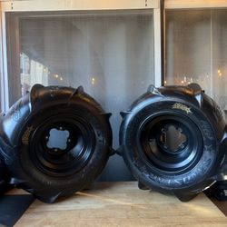 Like New! ITP SANDSTAR 22x11-10 Paddles & Black DWT Rear Wheels 