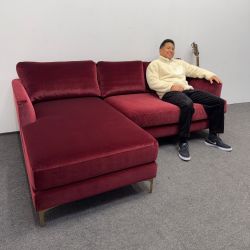 Wine Velvet🍷Winslow 3-Seat Left Chaise Sectional Couch (Brand New) 55% OFF - We can Deliver - Interior Define