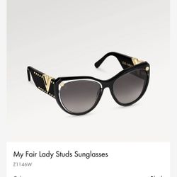 Authentic Louis Vuitton Sunglasses Black Gold Clear My Fair Lady Studs Z1146W 91