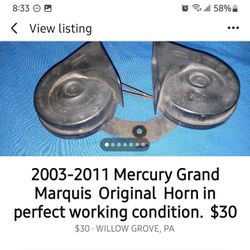 2003-2011 Mercury Grand Marquis  Horn In Really Good Condition  Works Great!