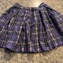 CUTE PURPLE PLAID SKIRT WITH HEARTS