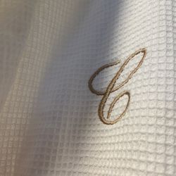 Authentic Hotel and Spa Unisex Gold Monogrammed Turkish Cotton Waffle Weave Terry Bath Robe Authentic Hotel and Spa 84455 Bedding & Bath Bathro