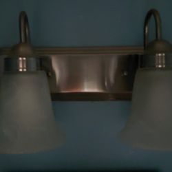 3 Sets Of Two Frosted Glass Silver Two Bulb Bathroom Light Fixture