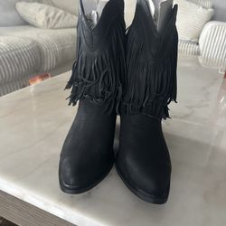 Roper black fringe boots