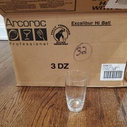 Arcoroc 20867 10 1/2 oz Arcoroc Excalibur Highball Glass NEW LOT OF 32 Restaurant Quality Clear GLASS Glasses