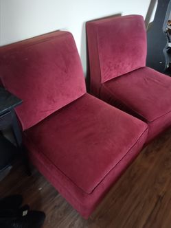 Red accent chairs