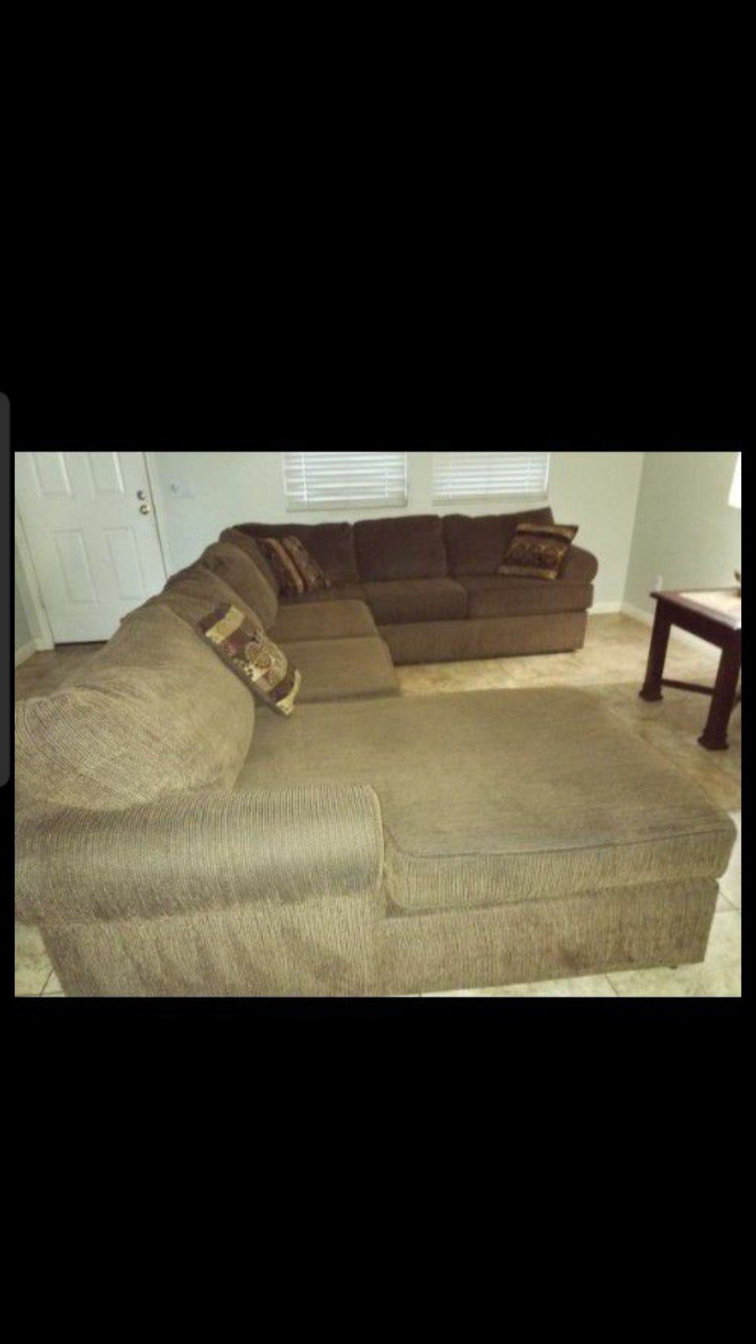 3 piece Sectional couch brown