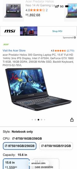 Acer Predator Helios 300 Gaming Laptop