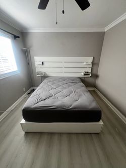 Bed frame, queen mattress, and dresser