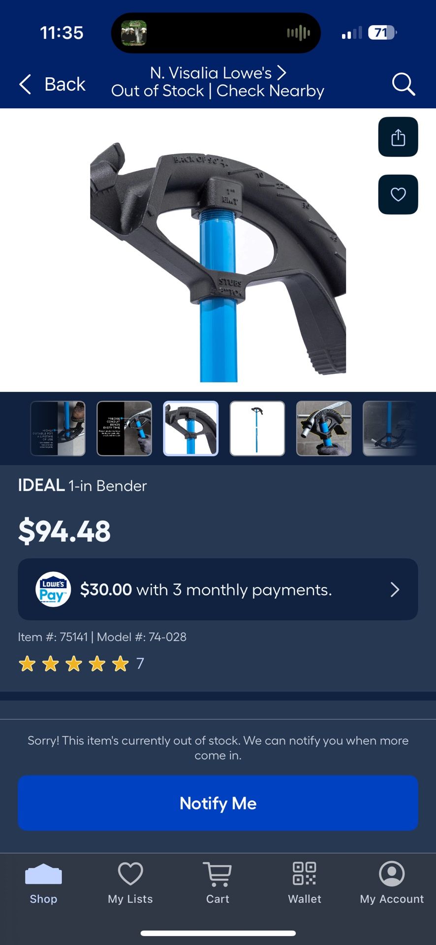 1” EMT 3/4” Rigid Bender