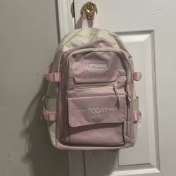Pink And White Backpack