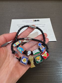 2026 FIFA World Cup Bank of America Charm Fifa + Host City Los Angeles Black Cord Charm Bead Bracelet Set Fan Festival Exclusive Limited Edition Stadi