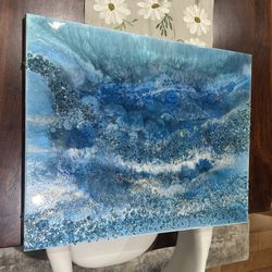 Resin Beach Waves in Blue And Gold