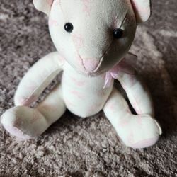 7" Plush Sitting Teddy Bear With Rose Pattern