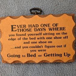 Vintage Paula Wooden Motto Plaque: "Ever had one of those days..." 

