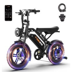 Tamobyke T16 Electric Bike for Teens & Childs, 1000W Motor 48V15.6Ah Removable Battery, 30MPH Off-Road Electric Bicycle,16"Fat Tire Ebike for Kids, 7-