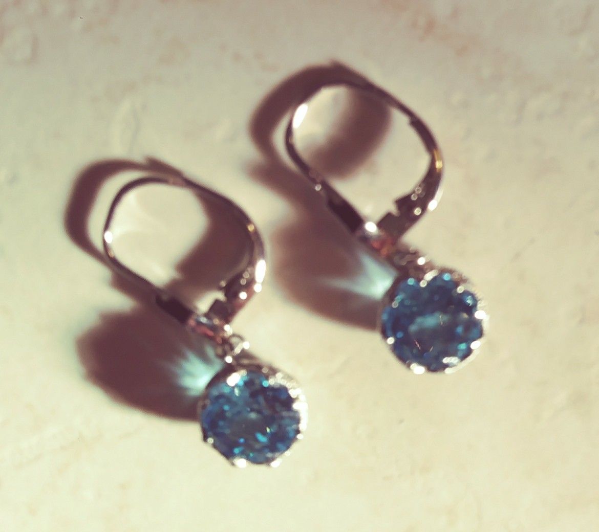 Blue Topaz Diamond Vintage Drop Earrings