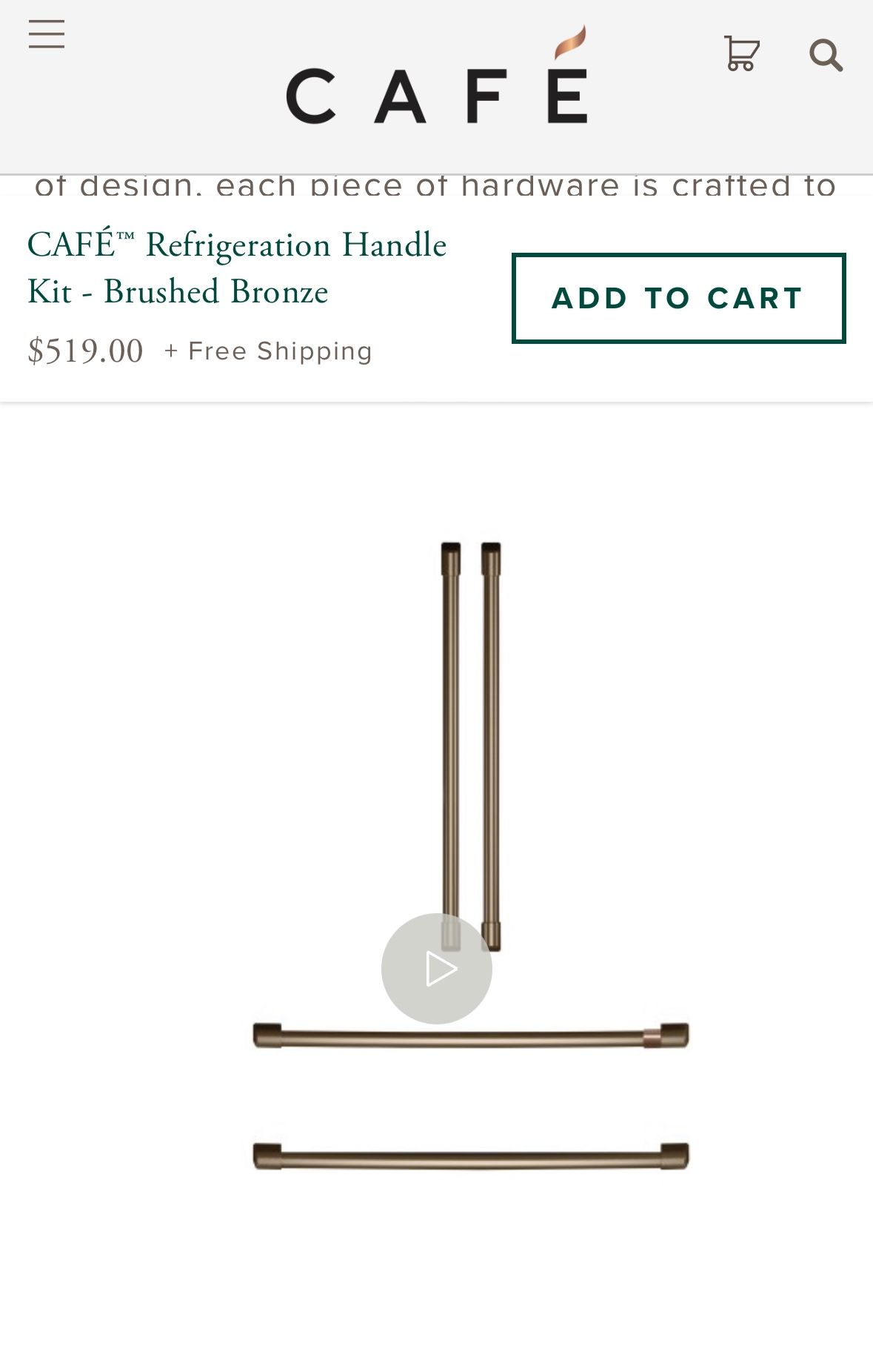 CXQB4H4PNBZ Cafe Refrigerator Brushed Bronze Handle Kit