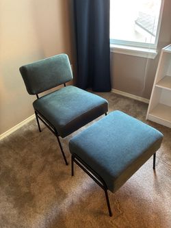 Upholstered chair with ottoman