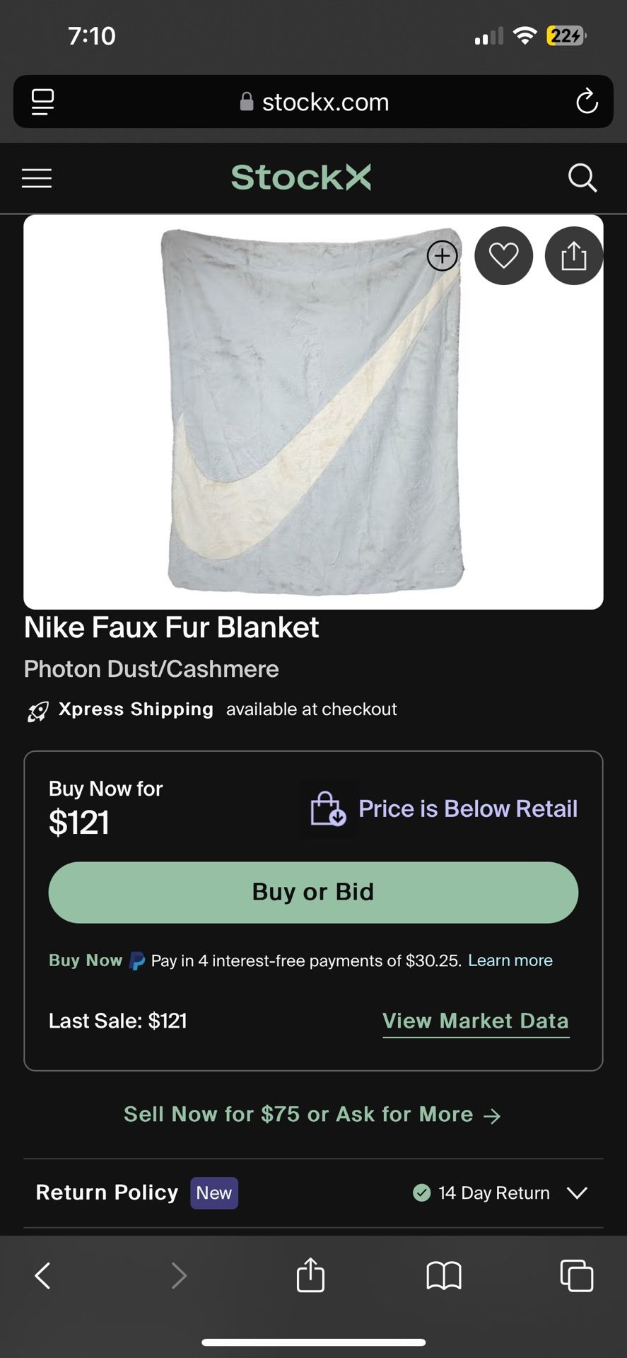 Nike Faux Fur Baby Blue Blanket