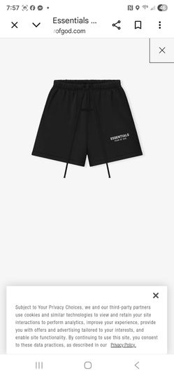 Essentrial fear of God black  shorts sz small fits med