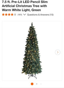 YIWU SHENGUE 7.5’  Pre-lit Slim Pencil Tree W/LED Lights Base Included  New In Box