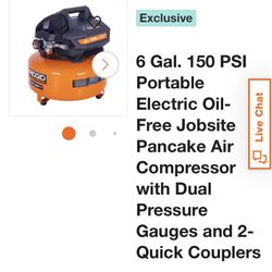 RIGID Air Compressor Home depot 6 Gallon 