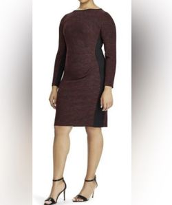 Lauren Ralph Lauren Burgundy and Black Long Sleeve Dress
