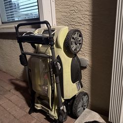 Electric lawnmower with batteries