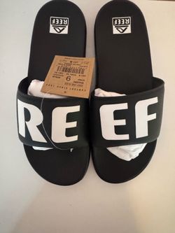 Reef One Slide slipper men size 9 black white new