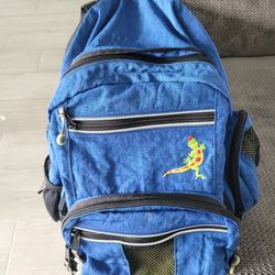 LL Bean Youth Adult Backpack Blue Reflective Backpack Book Bag Lizard