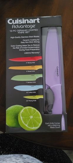 New Cuisinart Ceramic Coated Stainless Steel Knife Set With Lifetime Warranty