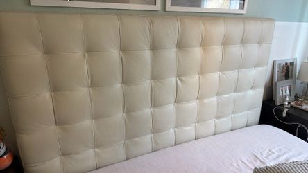 West Elm Genuine Leather Tall Grid-Tufted Headboard — King