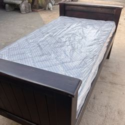 SOLID WOOD TWIN Bed With Bamboo Mattress Only $150!!