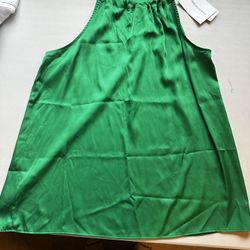 Satin Green Top. NWT